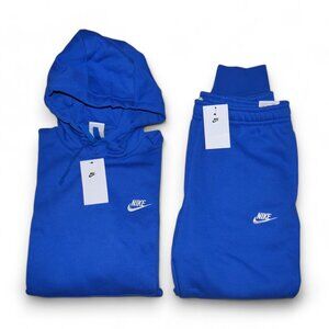 Nike Club Fleece Men's M Sweatsuit 2 PC Tracksuit Matching Game Royal Outfit NWT